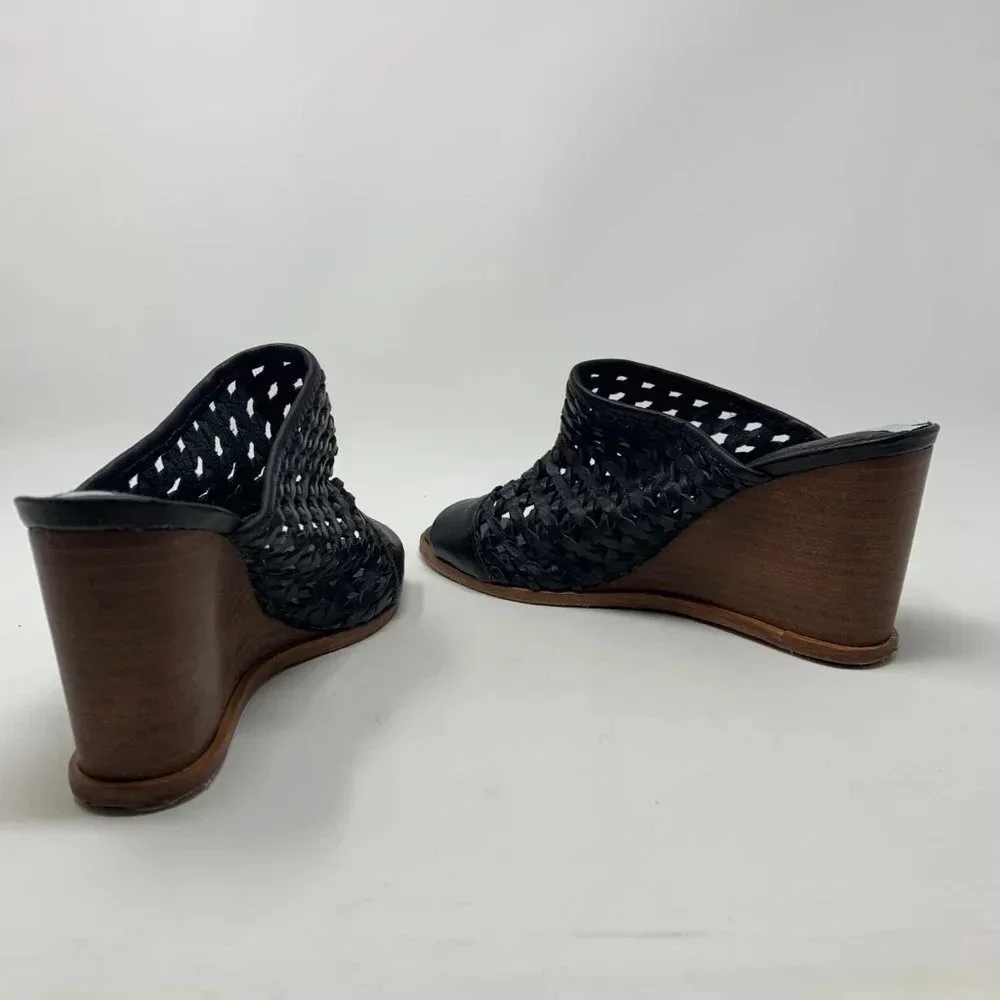 Matt Bernson Pia‎ Woven Leather Wedges in Black